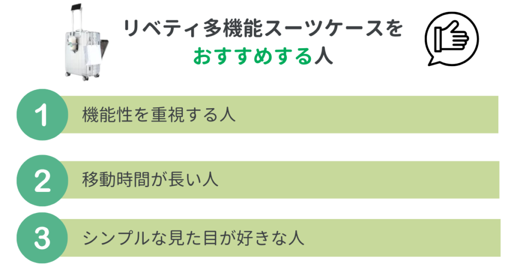 リベティ多機能キャリーケースをおすすめする人